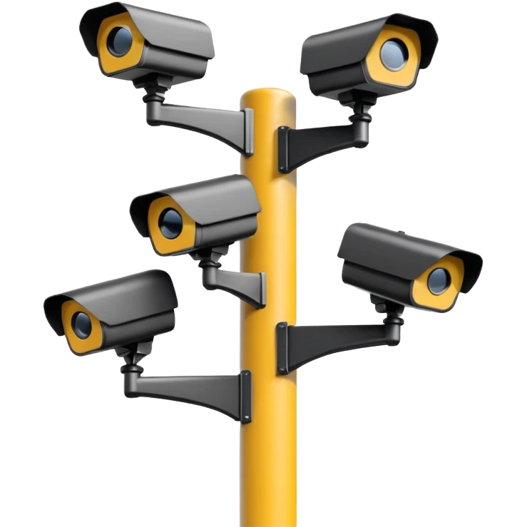 Multiple CCTV cameras on a pole in black  emoji