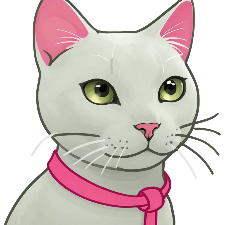 White cat with pink hair tie on the head  emoji