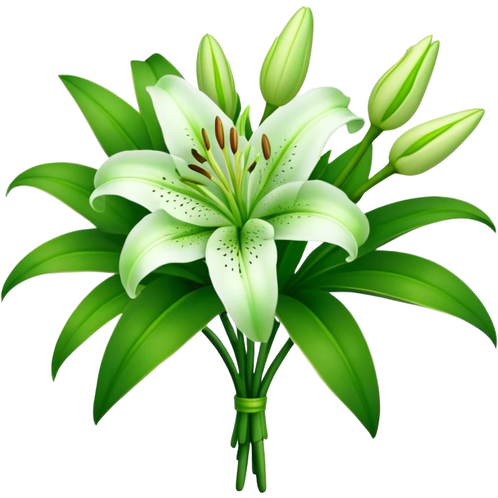 bouquet Soft Green Lily, luxuriant, leaf, bud emoji
