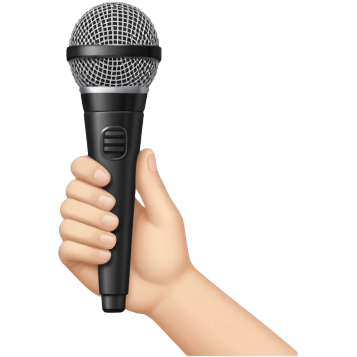 Uma mão segurando um microfone emoji