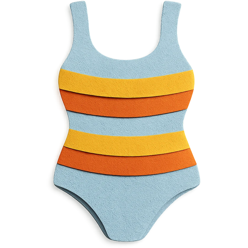 retro striped swimsuit, paper-craft style illustration emoji