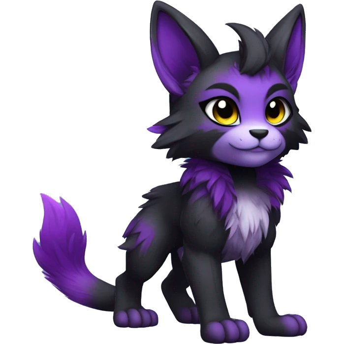 Anthro-Edgy-Cool-Black-Purple-Contrast-Colors-Fantasy-Fur-Sona-Chibi-Shiny-Fakémon-Hybrid full body emoji