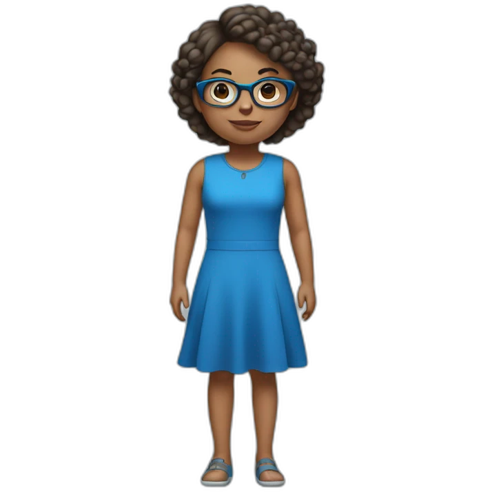 girl wearing a blue dress and glasses full body emoji