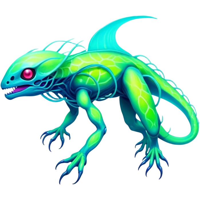 Tropical futuristic lush neon Fionbri-Vernid-creature (full body) emoji