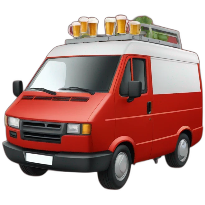 Red Fiat Ducato red bad guy drinking beer in t-shirt 52 emoji