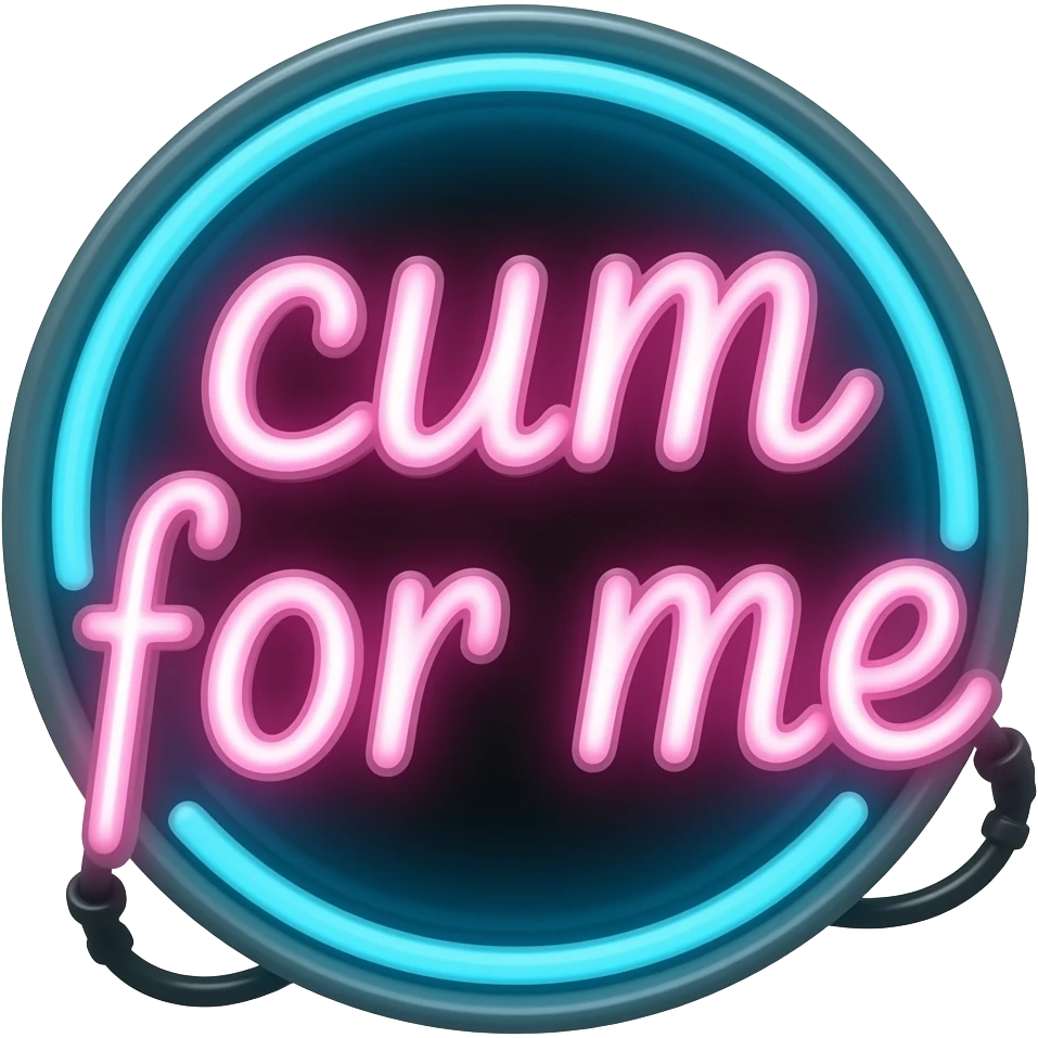 Neon sign that says "cum for me" emoji