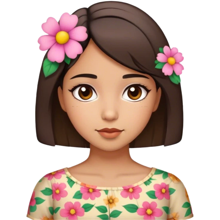cute latina girl, with short hair and flower blouse emoji