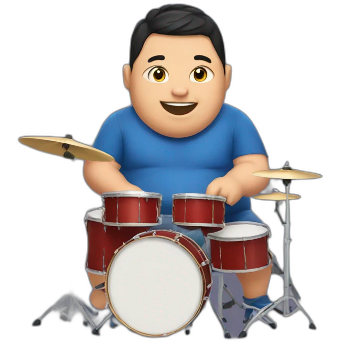 Funny fat kid playing drums emoji