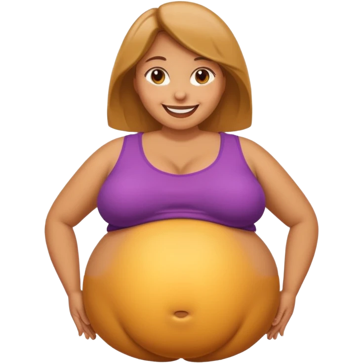 tan woman with huge inflated belly emoji