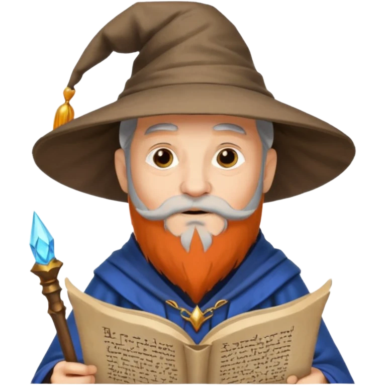 Old Scholar Wizard – gray beard, reading ancient scroll. emoji