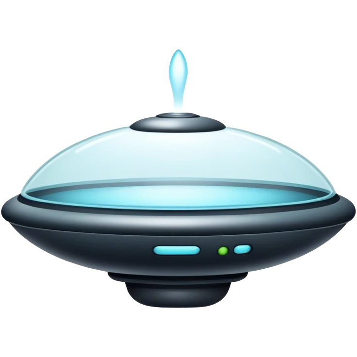 Ufo minimal design and simple lines, not so many small details, and make the top bit glass  like  emoji