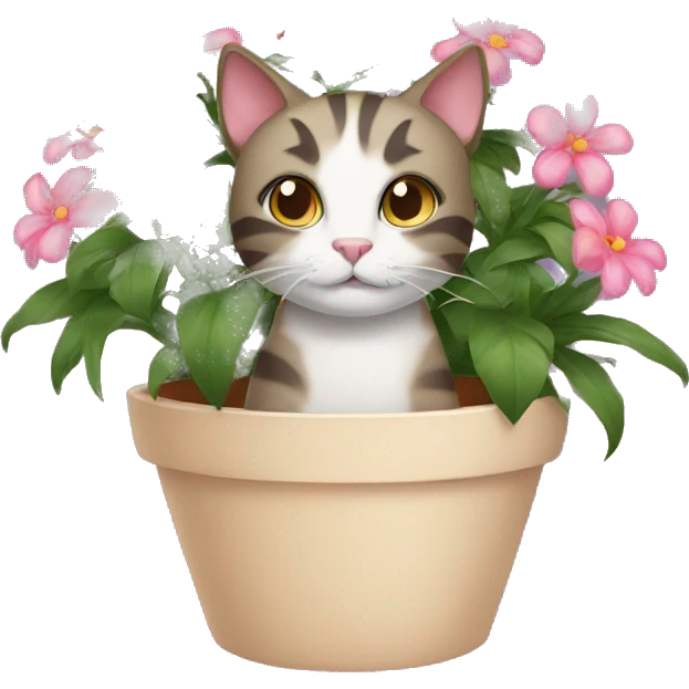 Cat in flower pot emoji