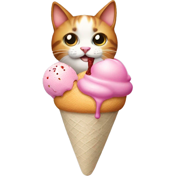 A cat with happy ice cream  emoji