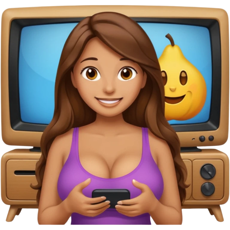 naked woman with large boobs and a hairy vagina on tv emoji