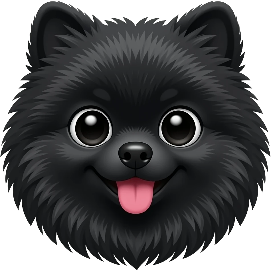 a black pomeranian head sticks out tongue emoji