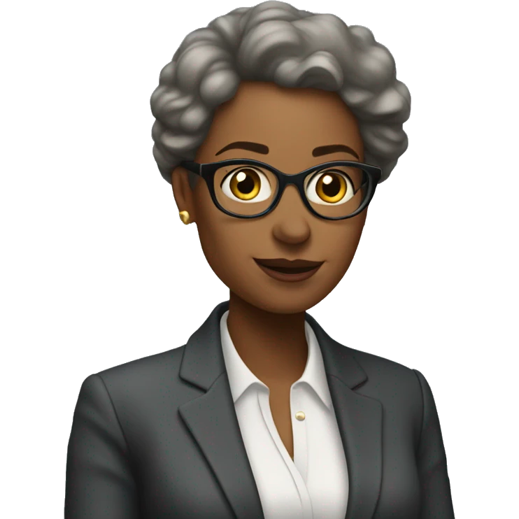 a well dressed woman asking for a moment with a text bubbl emoji
