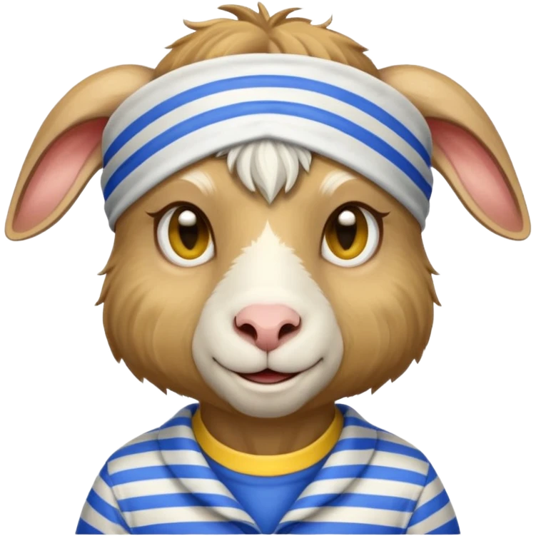 a goat with yellow sleep mask and wearing shirt emoji