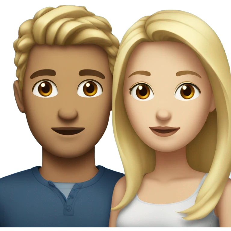 A brunette woman with brown eyes and a blonde man with blue eyes emoji