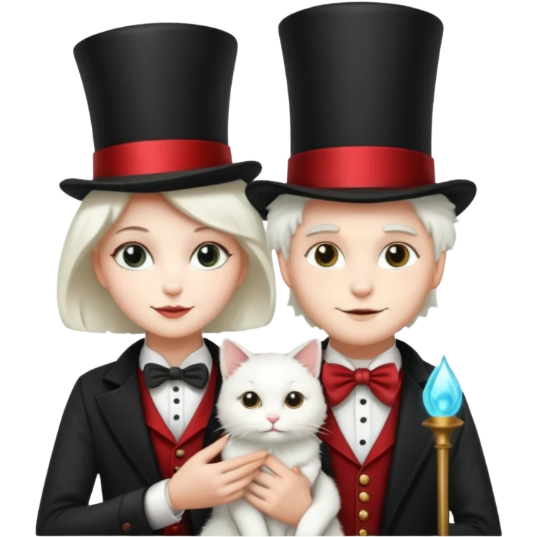 magician couple and their pet cat emoji