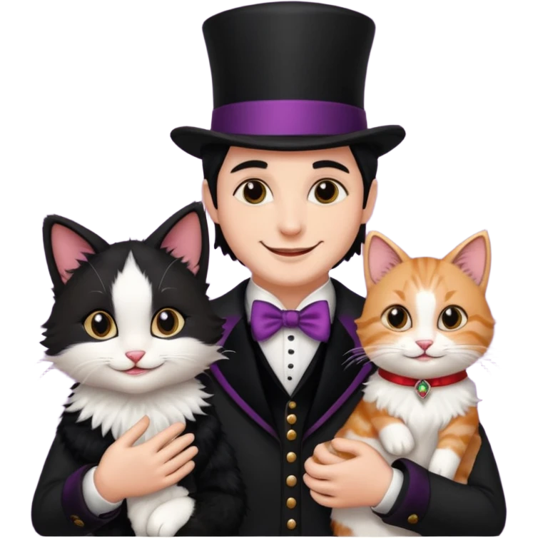 magician couple and their pet cat emoji