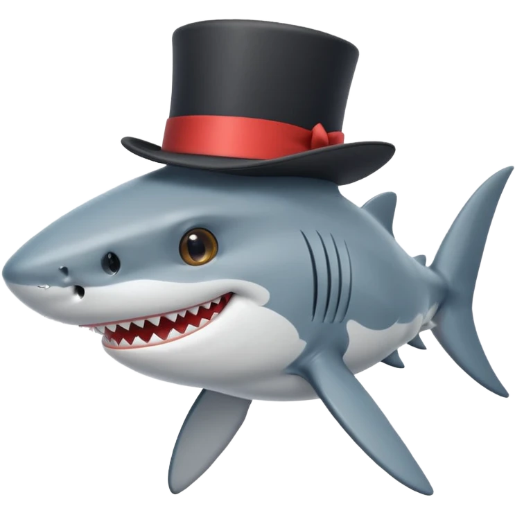 Shark with a top hat emoji