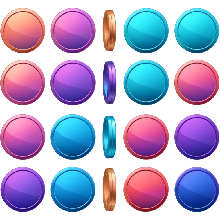 coins credit pack in gradient of turquoise, blue, pink, purple, and coral color emoji