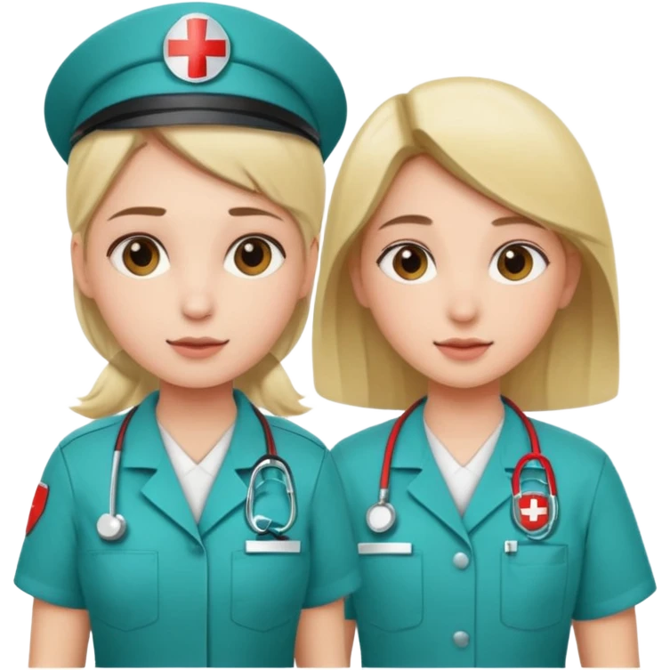 A young medic (woman) attending to a person at the local hospital emoji