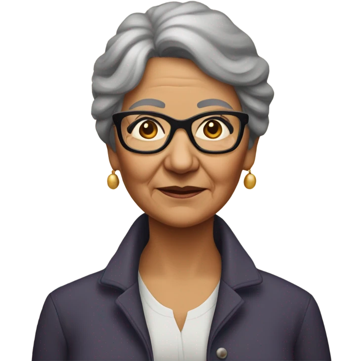 senior full bodied metis woman with short dark ghair and glasses emoji