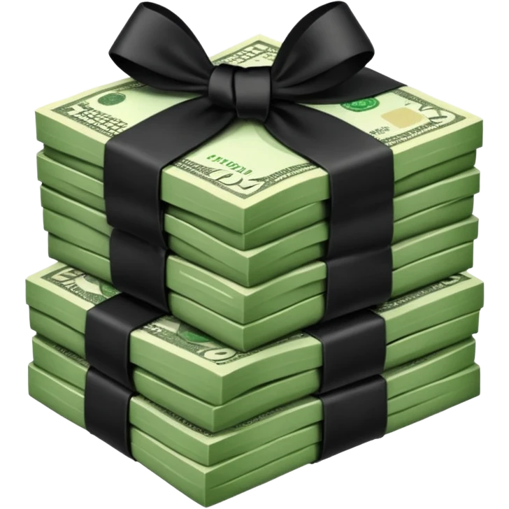 stack of money with black ribbon emoji