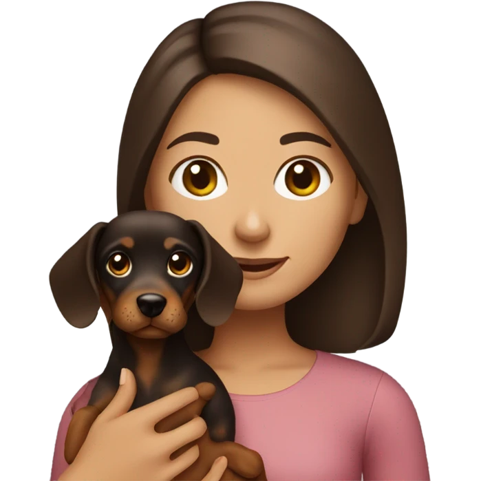 Brunette girl with dachshund dog emoji