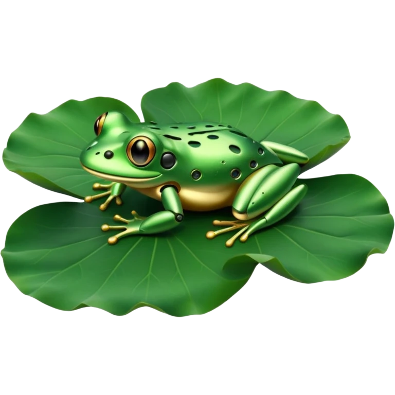 robot frog on lotus leaf emoji