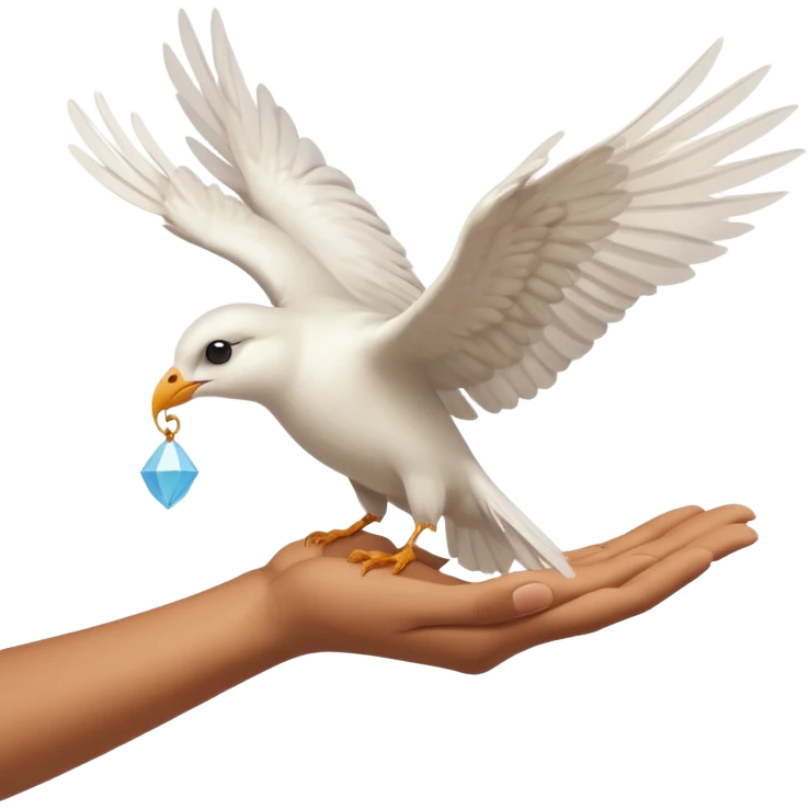 Flying white bird above  hand emoji