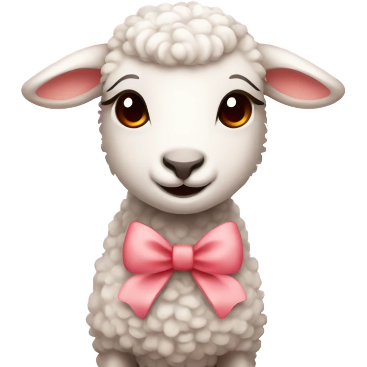 lamb, red eyes, pale pink bow emoji