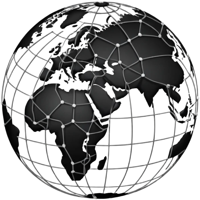globe with alternating white and black network connections emoji