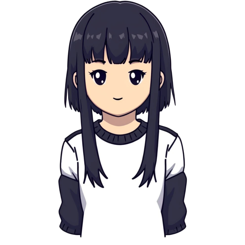 anime girl with black bangs emoji