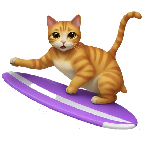 Cat surfing emoji
