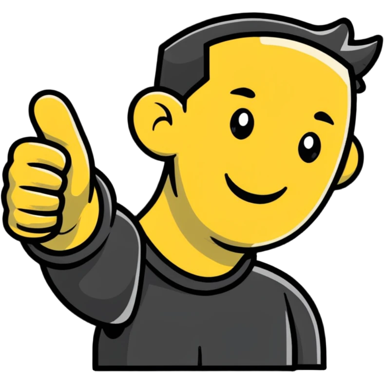 person celebrating completed job, thumbs up gesture emoji