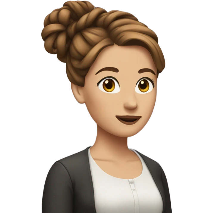 Emily Waltham with brown bun hair emoji