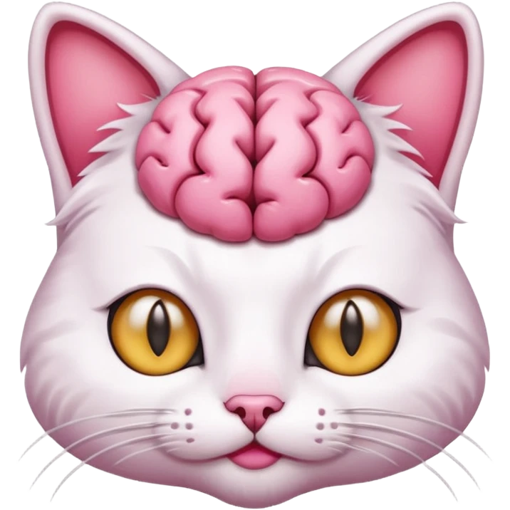 cat with a visible brain, simple and expressive, iOS emoji style emoji