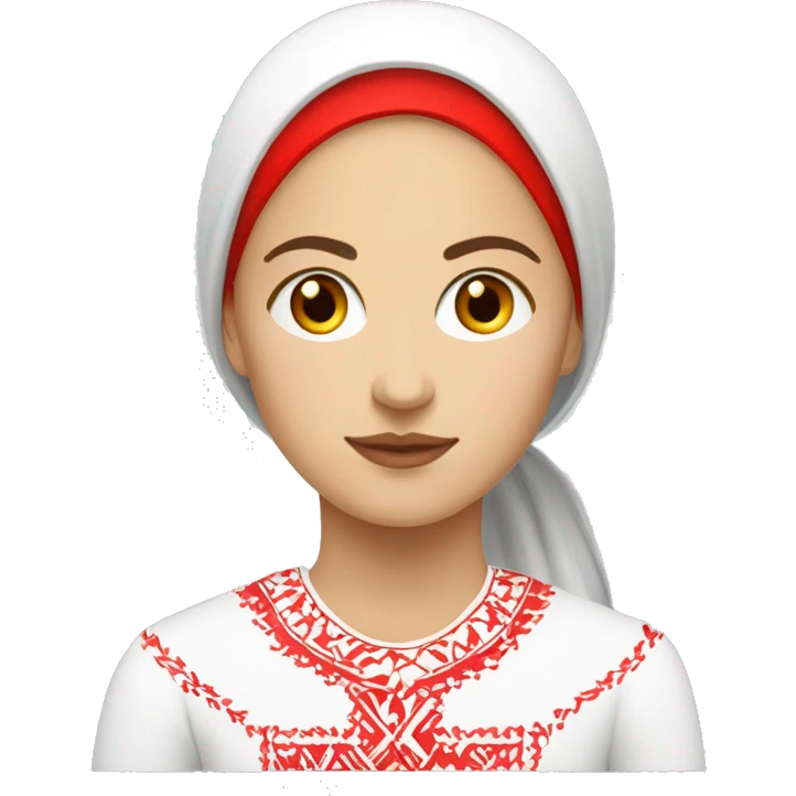 Women , vyshyvanka, white with red embodiary emoji