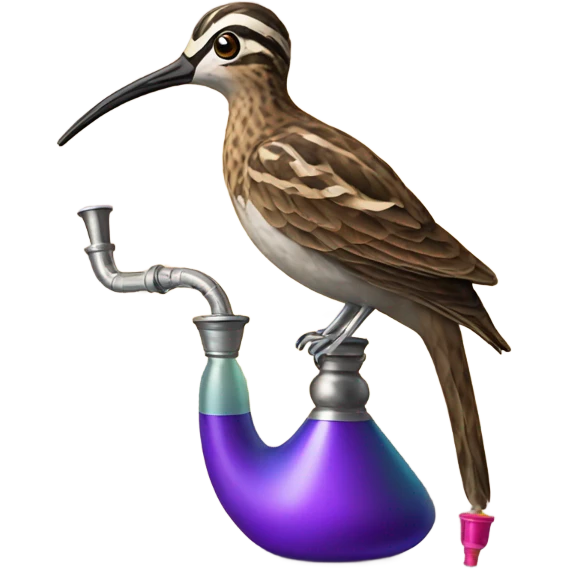 A snipe bird sits next to a hookah emoji