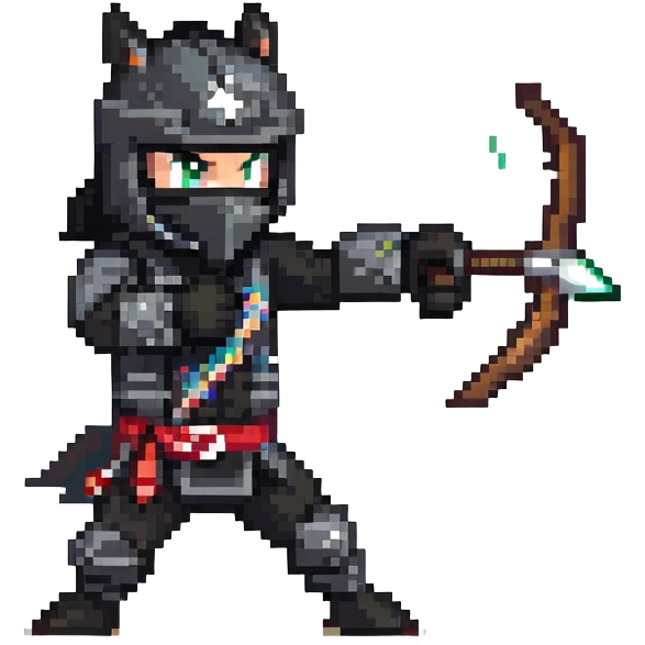 Ninja horse, black ninja outfit, throwing star, stealthy pose emoji
