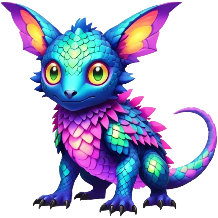  exotic futuristic lush cozy warm-colored modern colorful neon-colored cyber-Fakémon-Digimon-Trico-creature emoji