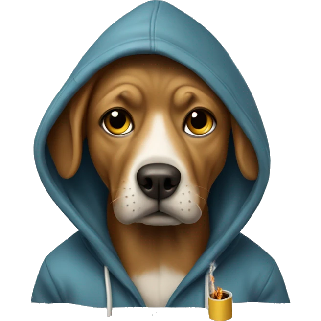Dog in a hoodie smoking  emoji