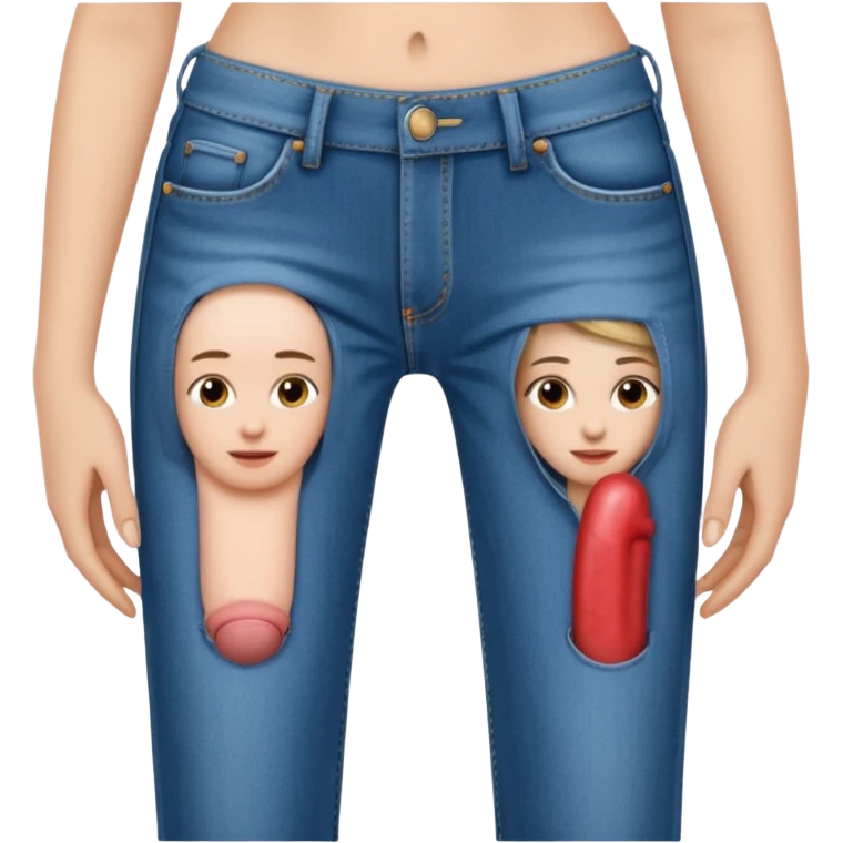 Woman holding husbands penis on pants emoji