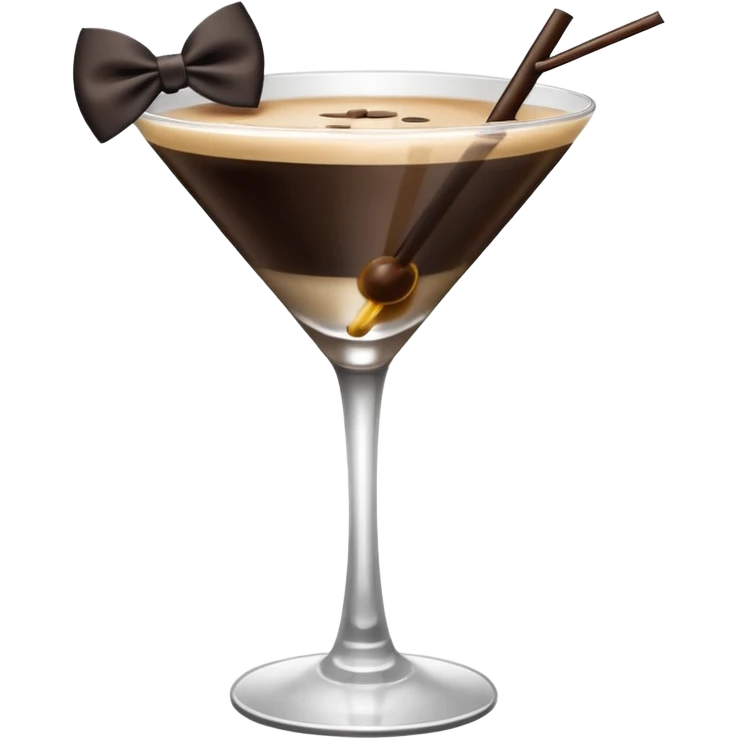 espresso martini with big Black Bow on martini على الكاس من تحت  emoji