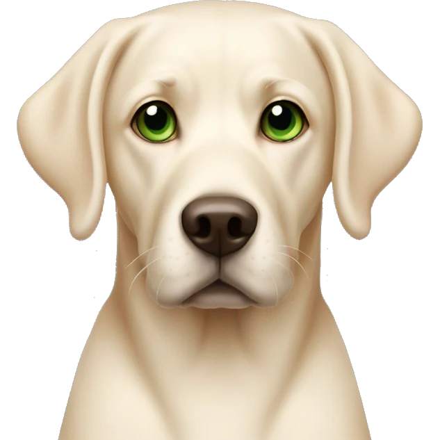 Cream lab with green eyes emoji