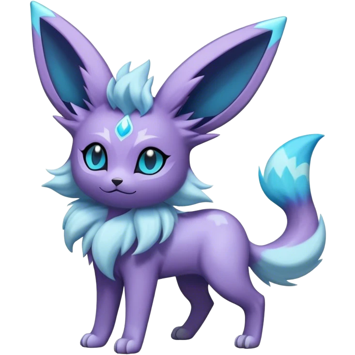 Fluffy celestial Glaceon-Espeon-Umbreon-hybrid, full body emoji