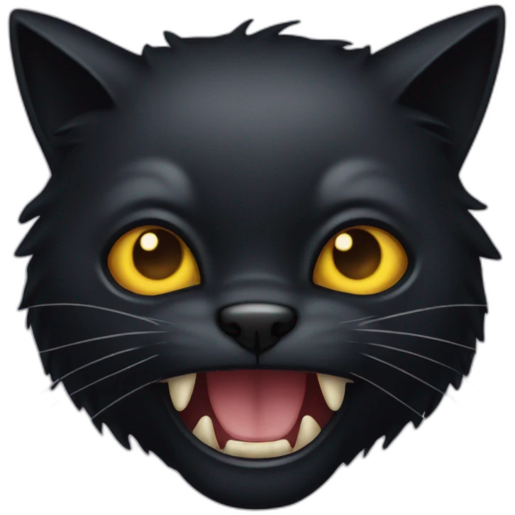 black cat with fangs emoji