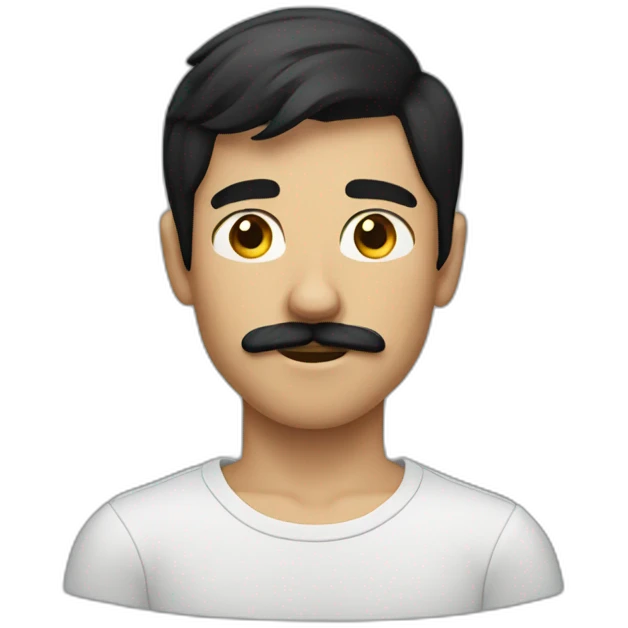 Teenboy with medium Short black hair and mustache emoji